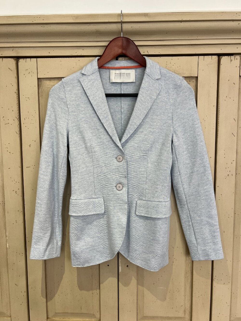 Harris Wharf London Light Blue Viscose Jersey Blazer Raw Edge Unlined Italy IT 4